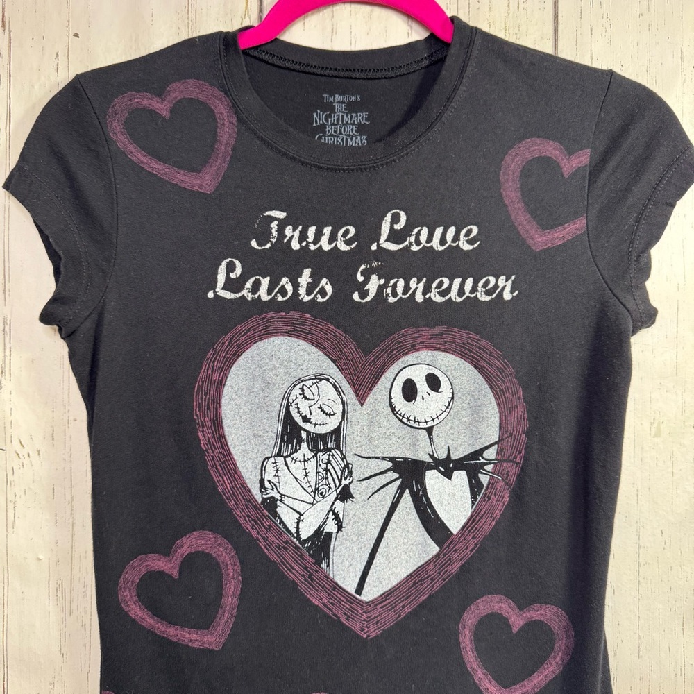 Disney Tim Burton Nightmare Before Christmas True Love Lasts Forever Tee M Goth - Picture 6 of 13